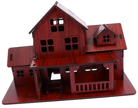 ibasenice Selbstgemacht Holzhaus Modell Bastelset für Kinder und Erwachsene Pädagogisches Spielzeug zur Kreativität und Logischem Dekorative Tisch Deko für Büro und Schlafzimmer