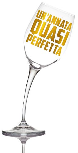 Aurìca Calice Vino Personalizzato UN'ANNATA QUASI PERFETTA – Regalo Divertente E Originale Con Bicchiere Piegato Per Brindare Alla Vita Con Tutte Le Sue Storte Con Confezione Regalo Inclusa