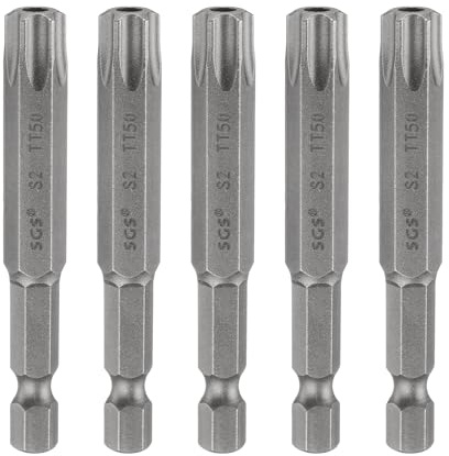 sourcing map 5 puntas de destornillador de cabeza Torx de seguridad TT50 de 65 mm de largo, vástago hexagonal magnético a prueba de manipulaciones, 6 puntos, punta de agujero de acero, herramientas