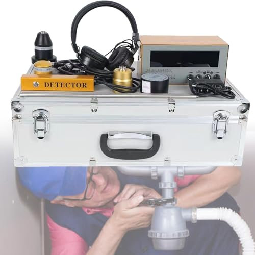 VNATWGOO DéTecteur De Fuite d'eau pour Canalisations Souterraines RéGlable 200~3000Hz, DéTecteur De Fuite d'eau à éCran LCD, avec Plusieurs Capteurs, Casque Antibruit
