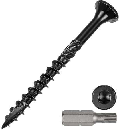 METALLIXITY 100Pcs #8x2 Deck Screws Kit Wood Screw CS Black | Decking Screws Epoxy Coated with T25 Torx Drive Head for Wood Fence,Table,Chairs