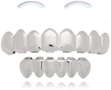 SSyang Grills Dentaires,Hip Hop Teeth Grills Faux Punk Hip Hop Dents Haut en Bas Diamant Strass Dents Grillz Halloween Festival de Musique Party Hip Hop Rapper Costume Décoration