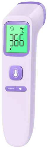 Thermomètre Frontal Sans Contact, Thermometre Bebe, Thermomètre Médical Numérique Infrarouge pour Adultes, Lecture Précise avec Ecran LCD, Thermomètres Médicaux et Accessoires (couleur violette)
