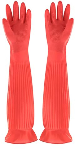 Paar Geschirrspülhandschuhe aus Gummi, verdickt, wasserdicht, rutschfest, lange Gummihandschuhe für Küchenzubehör, Geschirrhandschuhe für Damen, Geschirrspülhandschuhe, Handschuhe zum Geschirrspülen