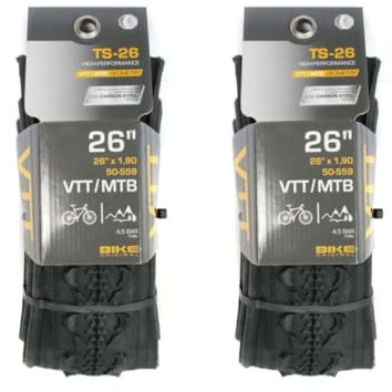 Bike Original - Pneu VTT 26 x 1.90 - Tringles Souples Renforcées - Adhérence Optimale - ETRTO 50-559 - Pression Max 4.5 Bars - Lot de 2