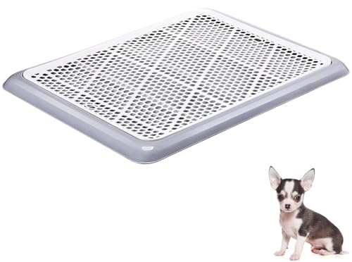 Mifoci Dog Training Pad Holder with Mesh Tray Non-Slip Leak Proof Puppy Potty Tray for Small Medium Large Dogs Pee Pad Holder Easy Clean Indoor Bathroom(19.69 x 14.17 Inch)