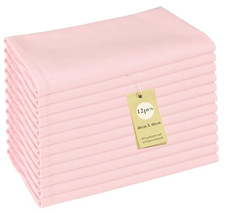 SUPAWAY 12 Stk Weich Polyester-Leinen Gemischt Abendessen Cloth Servietten, Leinenservietten 40x40cm Stoffservietten für täglichen Gebrauch Küche, Zuhause Familie Party Weihnachten Hochzeite, Hellrosa