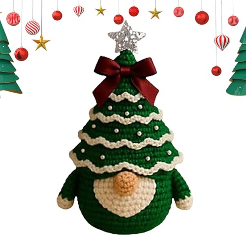 Gihioue Niedliches Häkelset,Weihnachtliches Anfänger Set Gnome Mit Baum Für Heimdekoration | Einfache Lernmaterialien Für Handwerk Hausaktivität Feiertag