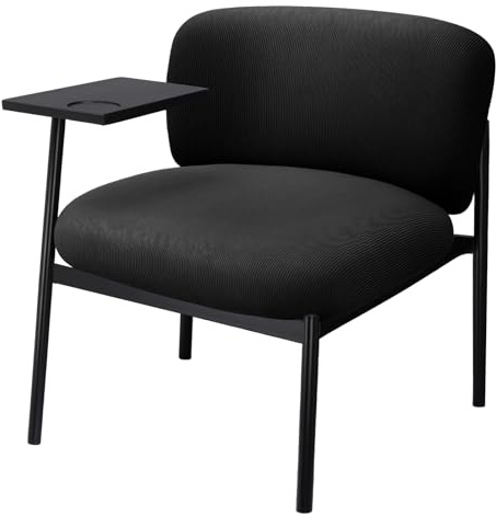 COMHOMA Sillón de Relax Moderno con Patas de Metal, sofá Individual para salón, Dormitorio, jardín, Color Negro