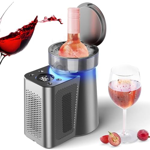 Electric Wine Chiller, Stainless Steel Portable Beverage Cooler for Wine, Champagne, and Beer, LCD Control, 2-20℃, Ideal for Parties, Home, Travel, and Cars