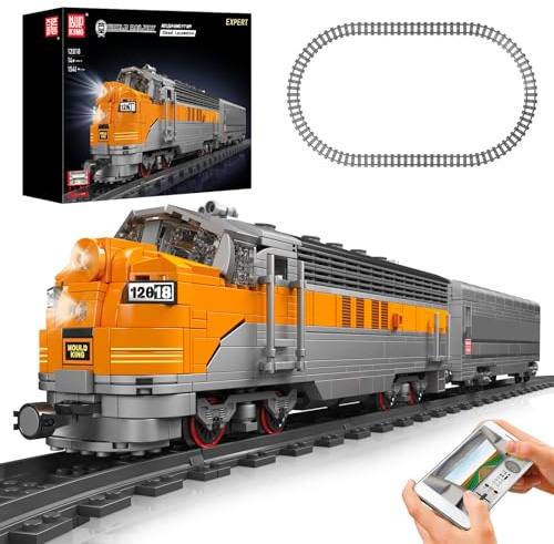 Mould King 12018 Technik Dampflok Zug Modell Bausteine Set, 1541 Teile Dampflokomotive mit Beleuchtung, Detailliertes Sammlerstück Geschenk für Erwachsene und Eisenbahn Enthusiasten