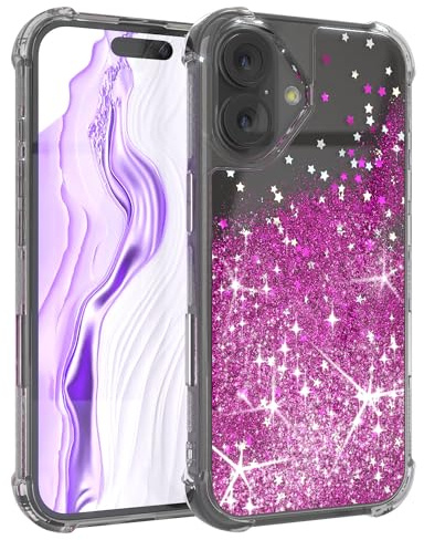 EAZY CASE – glitterfodral – kompatibelt med iPhone 17 mobiltelefonfodral silikon lätt glänsande skydd stötsäkert telefonfodral som fallskydd i flytande – lila