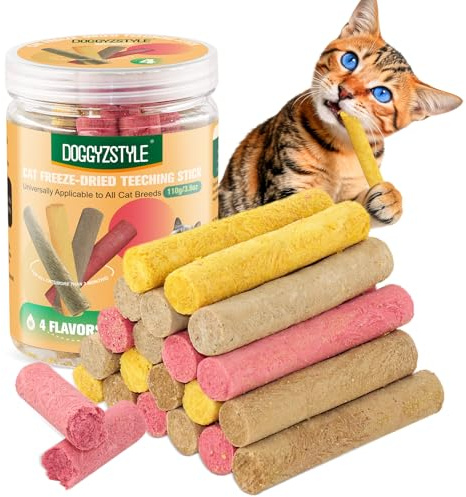 4in1/110g Palitos para Masticar para Gatos con Hierba Gatera, Salud Dental y Control de Bolas de Pelo,También para Perros (Res, Hierba Gatera y Salmón, Pollo y Calabaza, Pollo y Fruta del Dragón)
