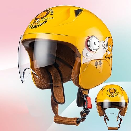 Barnmotorcykelhjälm, Scooterhjälm, Jethjälm Med Solskydd, Scooterhjälm För Flickor, Öppen Halvhjälm För Pojkar Och Flickor I Åldrarna 3-12, ECE 22.06-Godkänd 5,M/(45~48cm)