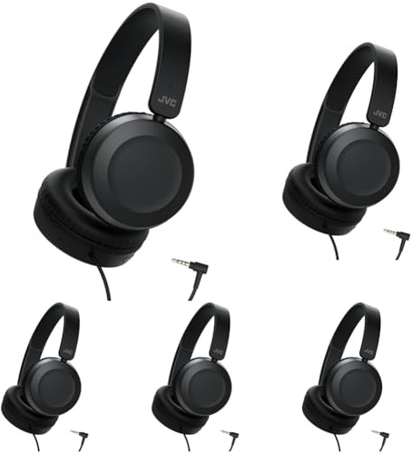JVC, Caque Supra-aural Pliable, Télécommande et Micro pour Smartphones intégrés aux écouteurs, HA S31M-B-E (Noir) (Lot de 5)