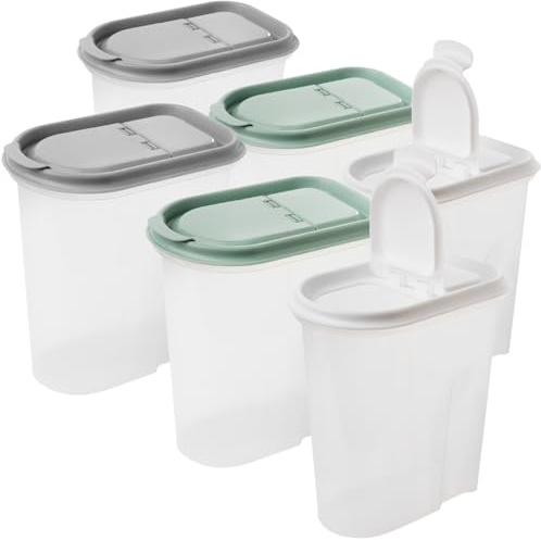 2friends Vorratsdosen 6er Set 2L, Schüttdosen mit grünem Klappdeckel, Müslispender, 18x20x10 cm, transparent, aus Kunststoff, BPA-frei, 100% recyclebar, Made in Europe, ideal für Müsli, Reis, Mehl