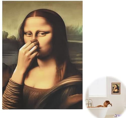 Poster umoristico Mona Lisa, 30 x 40 cm, vintage, per bagno, arte di Mona Lisa Naso Zu, divertente murale per bagno, decorazione per feste, soggiorno, hotel, giardino, interni