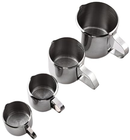 milk frothing pitcher, Jarra de leche Latte Art, tazas antiadherentes fáciles de usar, taza de acero inoxidable, cuerpo recto, jarra plateada de espuma for crema de café,for coffee machines(1oz)