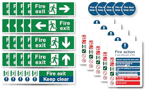 PrintR Fire Safety Sign Bundle Kit, Self Adhesive Vinyl, 35 Piece