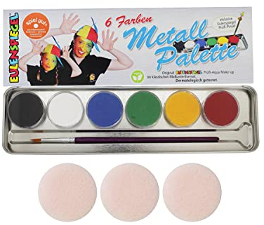Eulenspiegel 206003 - Profi-Aqua Schminke, 6 Farben, Metall-Palette