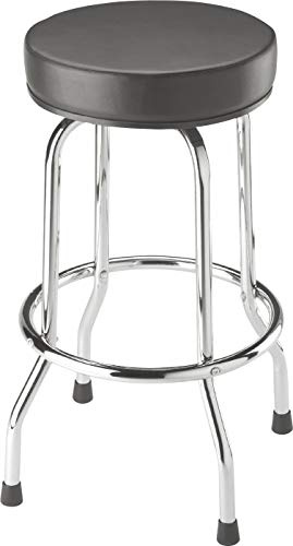 BIG RED Torin Swivel Bar Stool: Padded Garage/Shop Seat with Chrome Plated Legs, Black, 28.74 Tall, 18.5 Diameter