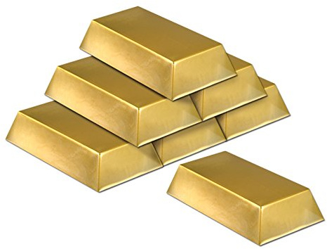 Goldbarren-Dekorationen, 6 Stück