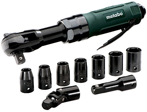 metabo Druckluft-Ratschenschrauber DRS 68 Set 1/2 - 68 Nm, 175 U/min, ergonomisch, ideal für Kfz, Werkstatt & Stahlbau - Inkl. 7 Steckschlüssel, Verlängerung, Kardangelenk und Koffer