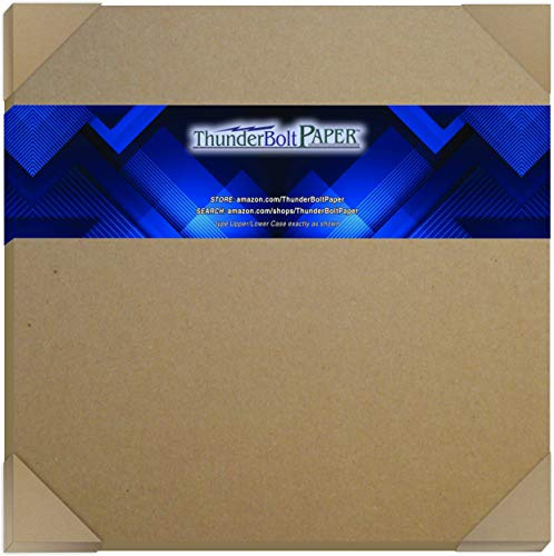 ThunderBolt Paper 10 Sheets Brown Chipboard 80 Point Extra Thick 12 X 12 Inches Scrapbook Size .080 Caliper XX Heavy Cardboard as Thick as 20 Sheets of Regular Paper