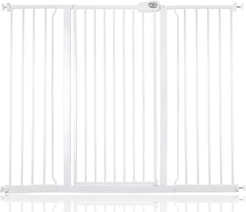 Bettacare Barn- och Husdjursgrind, 133,2 cm - 140,8 cm, Vit, Extra Hög Grind 104 cm i Höjd, Tryckmonterad Trappgrind, Barngrind och lämplig som Hundgrind eller Husdjursbarriär