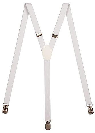 Olata Bretelles Style Fin en Y Entièrement Ajustables à Pinces - 2 cm. Blanc