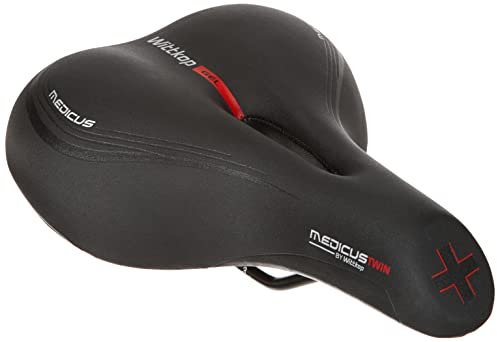 Prophete Fahrradsattel Gesundheitssattel City MEDICUS, Ergonomischer Fahrradsattel mit Geleinlage und Elastomerdämpfung, 5 Komfortzonen, Schwarz