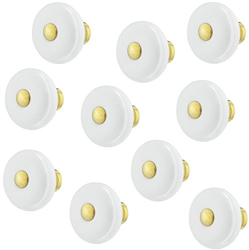Gedotec Design Möbelgriffe Messing - Porzellan weiß Möbelknöpfe Vintage Antik Schrankknopf für Schubladen - H10060 | Knopf Ø 25 mm | edler Premium Knauf aus echt Messing | 10 Stück - Türknöpfe rund