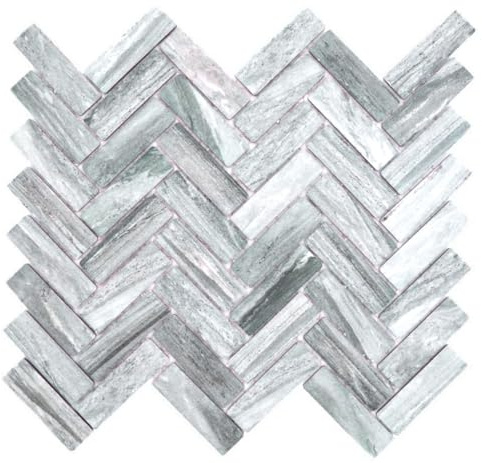 Mosaik Fliese Keramik Fischgrät Steinoptik grau für WAND BAD WC DUSCHE KÜCHE FLIESENSPIEGEL, Mattengröße: 318x271 = 0,09 qm, Steingröße: 21,9x72,8x6,5 mm - 1 Matte