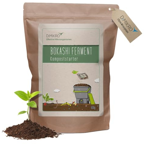 DIMIKRO Bokashi Ferment essiccato – Avviatore per compost e fermentazione per secchio Bokashi – Con microrganismi efficaci (0,6 kg)