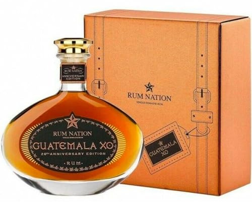 RUM NATION - Guatemala XO 20th Anniversary Decanter - Rhum Vieux Ambré - Origine : Guatemala - Notes de Frangipane & Miel - 40 % Alcool - 70 cl