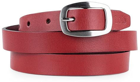 Lois - Ceinture pour femme en cuir véritable avec boucle métallique. Logo Troquelado Résistant Flexible Classique et Durable. Longueur adaptable 20 mm de largeur 49609, Color Rouge