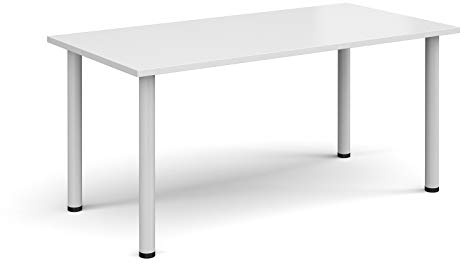 Mr Office Rectangular radial leg meeting table - white legs, White, 1600