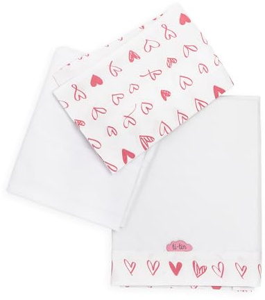 TI TIN Sábanas Cuna 70x140 cm 100% Algodón - Juego de 3 Piezas con Encimera, Bajera Ajustable con Elásticos y Funda de Almohada para Maxicuna - Suaves y Transpirables