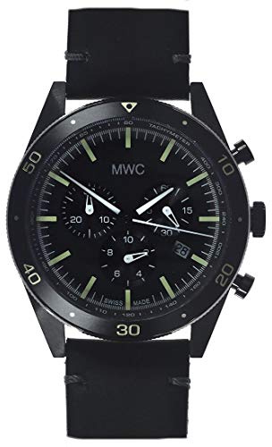MWC 2020 Swiss Made Airline PVD Limited Edition Militär Chronograph Quarz Schwarz Edelstahl Leder Datum Herren Uhr