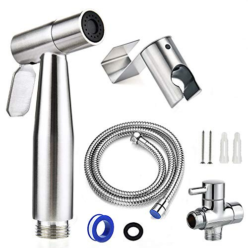 Handheld Bidet Sprayer for Toilet, 7/8 Stainless Steel Adjustable Pressure Bidet Faucet Diaper Sprayer Set with Hose Attachment for Bathroom