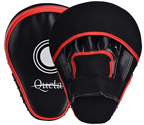 Queta Pratzen PU Handpratzen 1 Paar Trainerpratzen für Kickboxen Boxen Muay Thai Bewegung Karate Taekwondo Martial Arts (Schwarz/Rot)