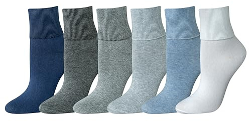 Amazon Essentials kvinnors lätta vändbara manschettstrumpor, 6 par, Grundfärger, 8-12