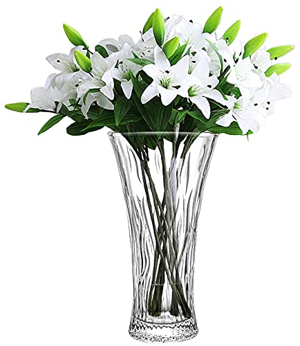 Glass Vase, Clear Crystal 30cm Tall Large Flower Vase for Decoration and Floral Arrangement
