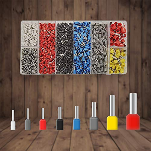 Kit connecteurs électriques 1200 pièces, embouts à sertir, cosses dimensions 0,25-10 mm², bornes électriques en PVC, connecteurs en Polychlorure de vinyle pour sertir l'extrémité des câbles