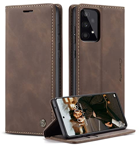 CaseMe für Samsung Galaxy A53 Hülle, Magnet Leder Klapphülle Stoßfest | Retro PU Leder, 2 Kartenfach, Standfunktion, Schutzhülle, Flip Case, Handyhülle für Galaxy A53 5G 6,5'', Kaffee