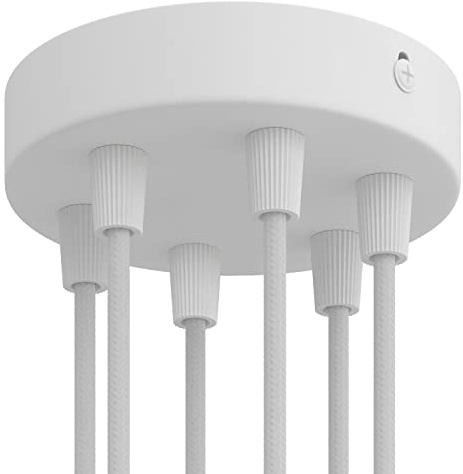 creative cables - Kit zylindrischer Metall-Lampenbaldachin mit 6 Löchern - Konisch, Mattweiß