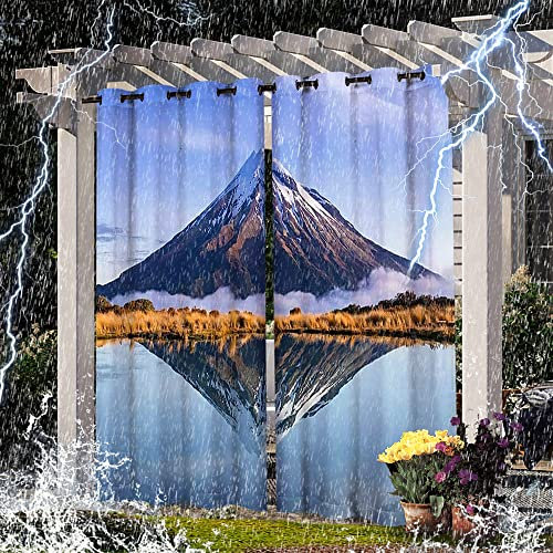Outdoor Landschaft Druck Vorhänge Veranda Garten Vorhänge Schatten Jalousien für Pergola Terrassentür Pergola Wasserdichte Ösen oben 2 Panel(137 x 213 cm)