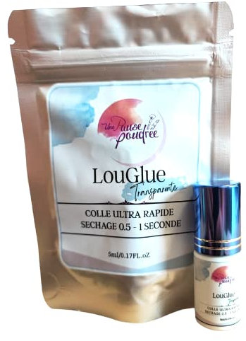 Colle  LOUGLUE transparente  ultra rapide 0.5 sec pour Extensions de Cil à Cil ou Volume Russe 3D 5D 7D Faux Cils Marque Française Une Pause Poudree