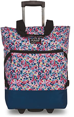 Punta Wheel Print Einkaufstrolley Einkaufsroller Einkaufswagen Shooping Trolley 10008, Farbe:Bunt/Marineblau