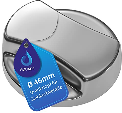 AQUADE Rotary Knob Sink Round Stainless Steel 46 mm for Excenter Set with Hollow Screw Sink - Sink Drain Fitting and Accessories for Kitchen Sink
